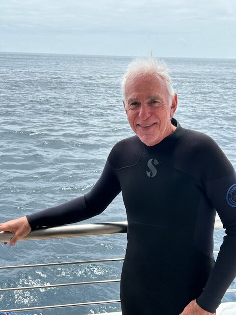 Dr. Kaplan, an adventurous soul, in Galapagos